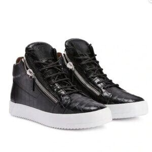Giuseppe Zanotti Kriss Black Croc Patent Leather Zip High Top Sneakers EU 41 / 8